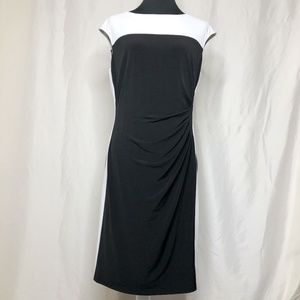 Ralph Lauren Colorblock B&W Ruched Dress 14
